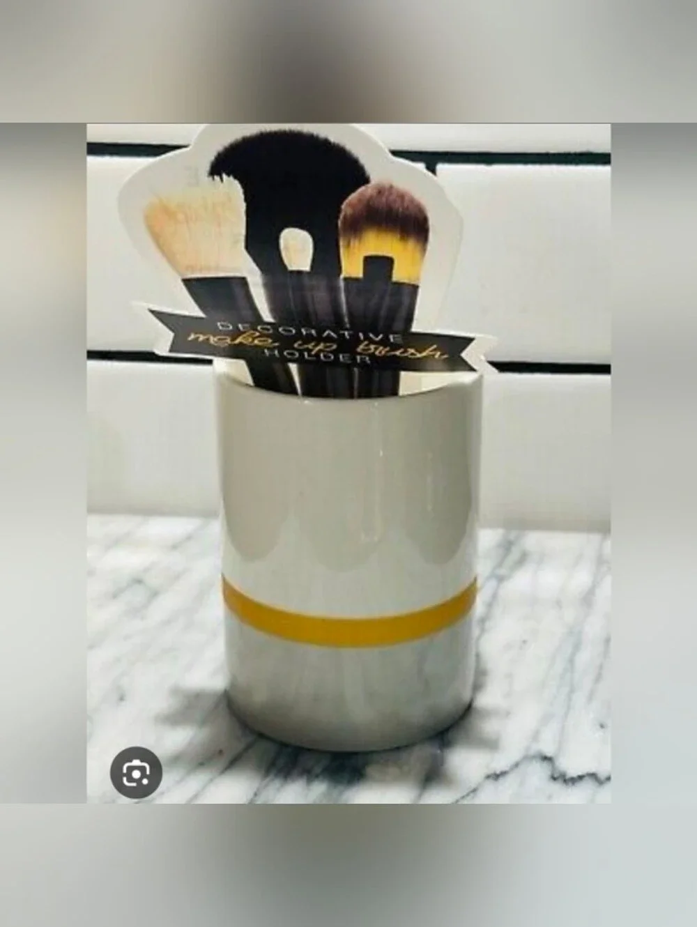 White & Gray Gold-Accent Makeup Brush Holder - Home Storage Organizer BNIB
